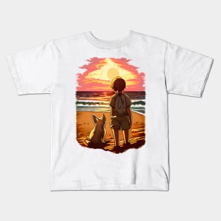 Anime Girl on the Beach Two Kids T-Shirt